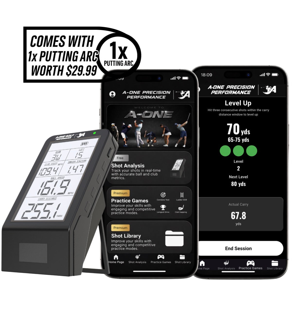 A-ONE Launch Monitor +12 Month Premium App Subscription